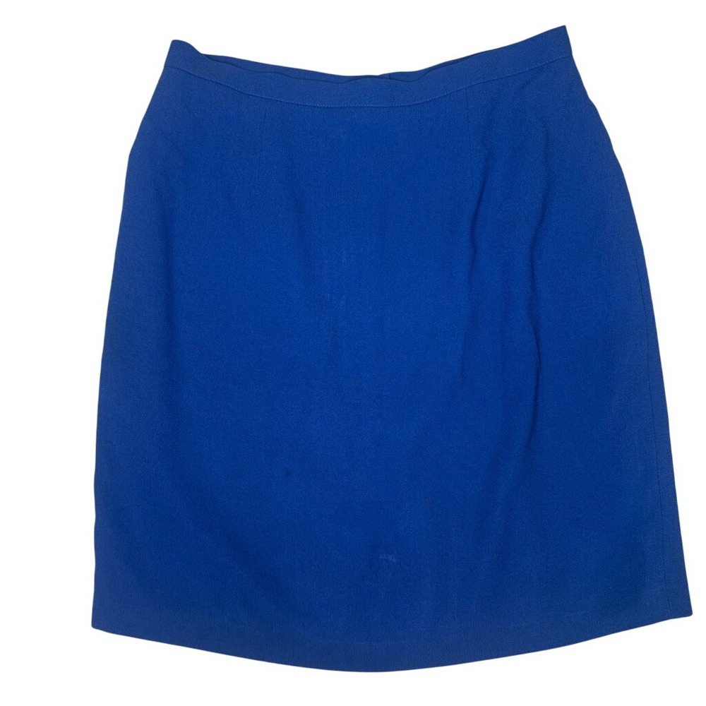 Vintage Italy Royal Blue Pencil Skirt‎ High Waist Lined Crepe USA Made 14 LARGE